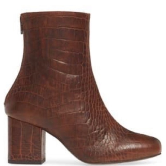 Free People Cecile Ankle Boot Croc Print Leather - Picture 2 of 6